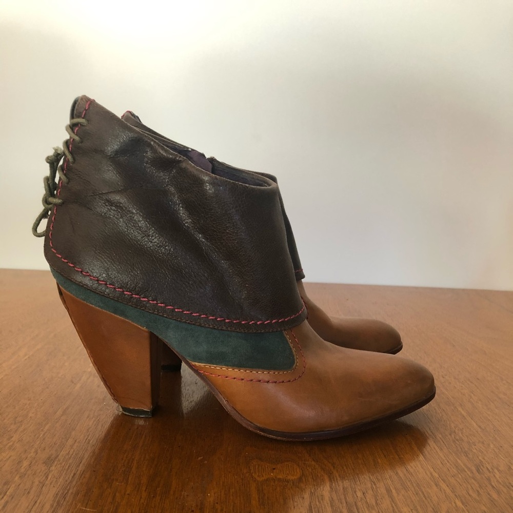 Color Blocked True Religion Leather Ankle Boots